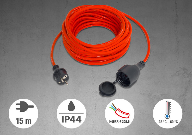 Cable alargador de calidad de 230 V (16 A) - 15 m