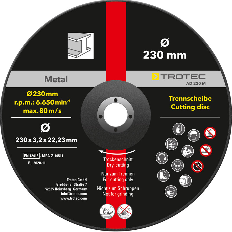 Disco de corte para metal AD 230 M