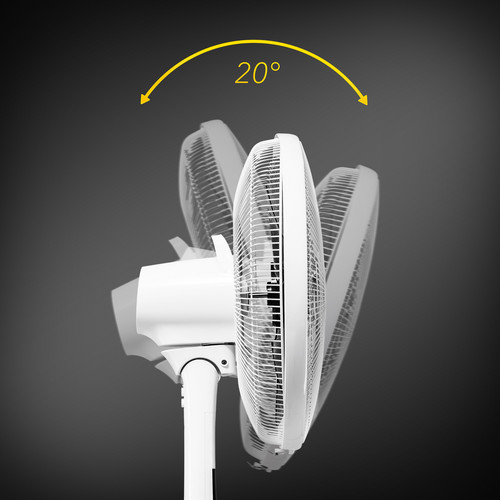 El ángulo de inclinación del cabezal del ventilador se puede regular hasta en 20°.