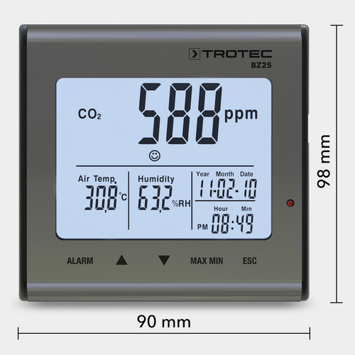 Monitor de calidad del aire de CO2 BZ25