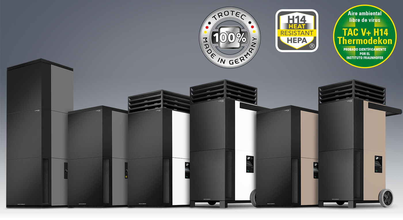 Purificadores de aire de alto rendimiento TAC con tecnología de filtros HEPA H14 certificada para el filtrado de virus y la purificación de grandes volúmenes de aire