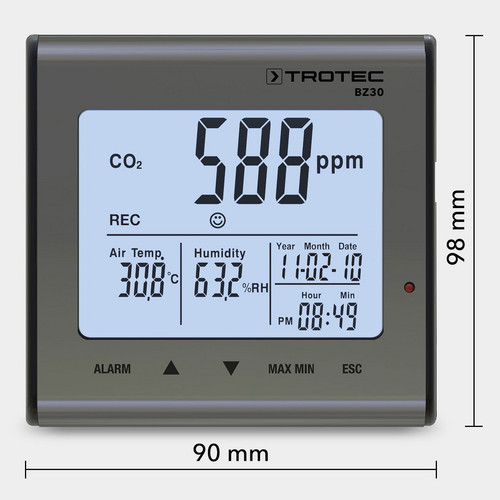 Registrador de datos de calidad del aire de CO2 BZ30