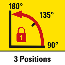 Regulable en 3 posiciones de ángulo: 90°, 135° y 180°