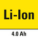 Tecnología de iones de litio con una capacidad de 4 Ah